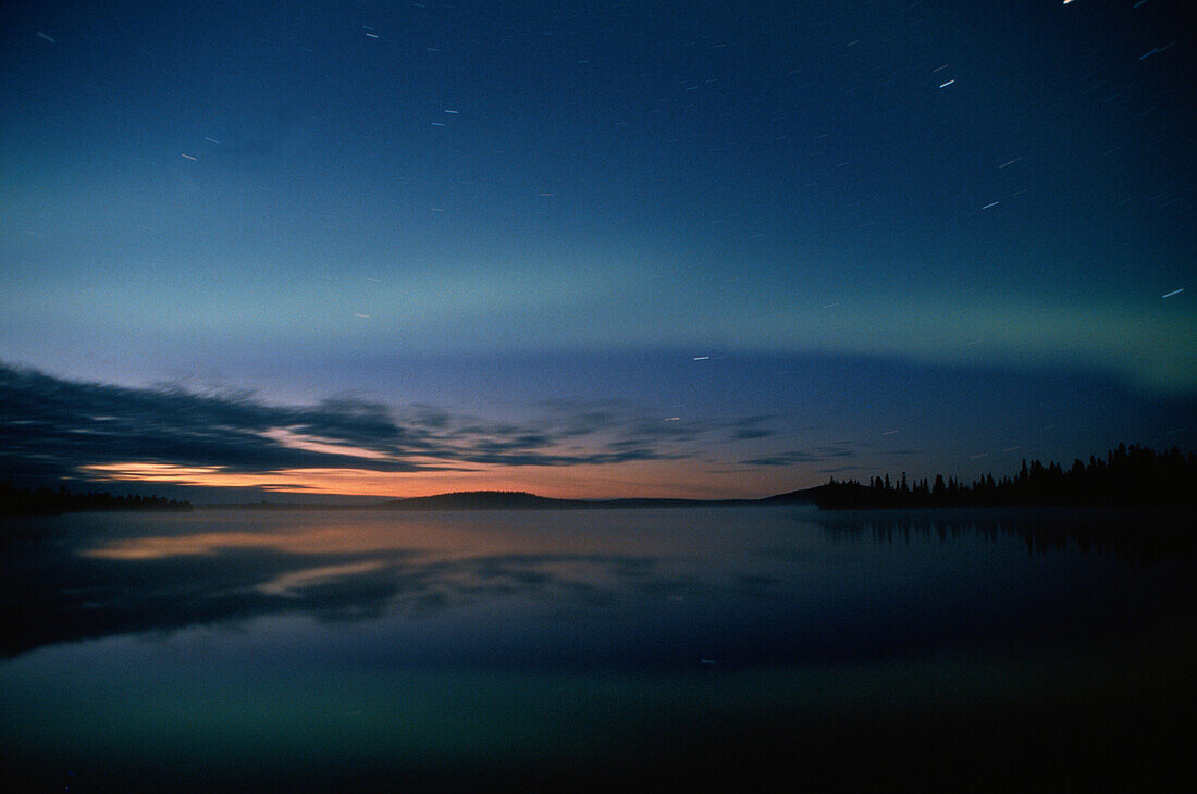 Abendrot und Nordlicht, Polarlicht, Aurora Borealis