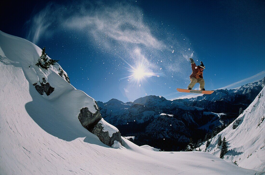 Snowboarding, Jenner, Berchtesgaden, Bavarian, Germany