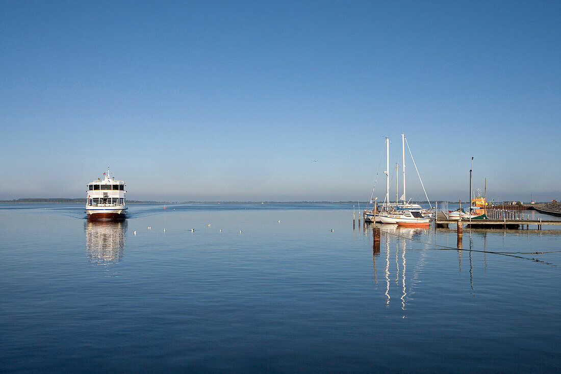 Ferry boat, Vitte, Hiddensee, Baltic Sea, Mecklenburg-Western Pomerania, Germany