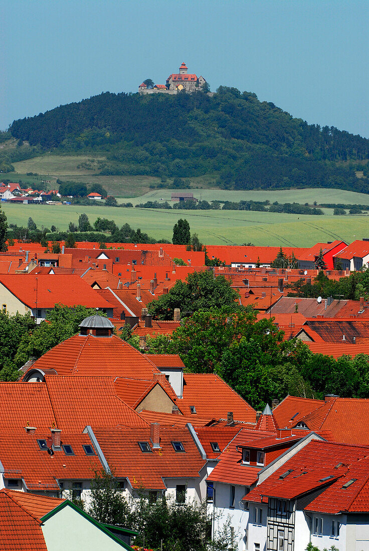 Blick über die Altstadt mit Wachsenburg, Arnstadt, Thüringen, Deutschland