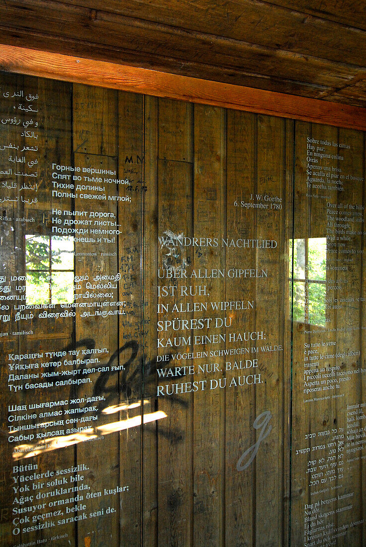 A poem, the Wanderers Nightsong from Goethe, Kickelhahn, Thuringia, Germany