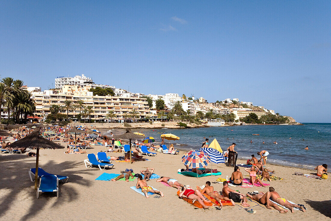 Beach, Ses Figueretes, Ibiza, Balearic Islands, Spain