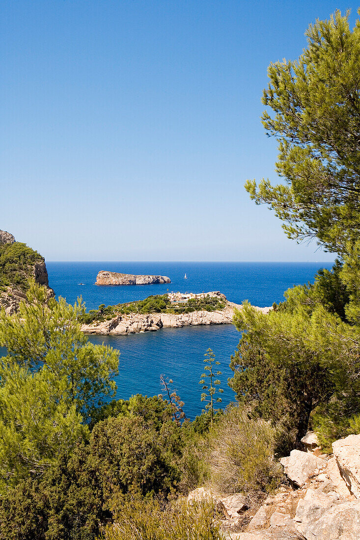 Bay, Port Sant Miquel, Platja de Sant Miquel, Ibiza, Balearic Islands, Spain