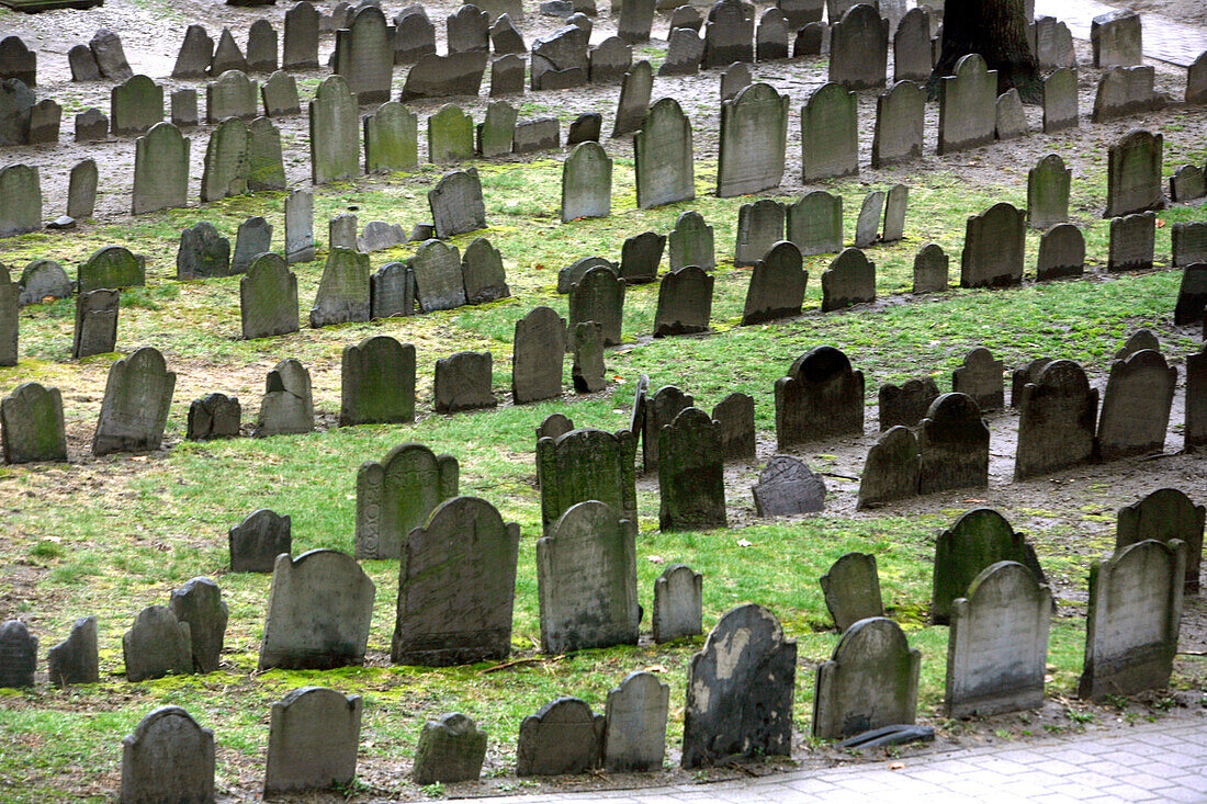 Ein Friedhof, Old Granary Burial Grounds, Boston, Massachusetts, USA