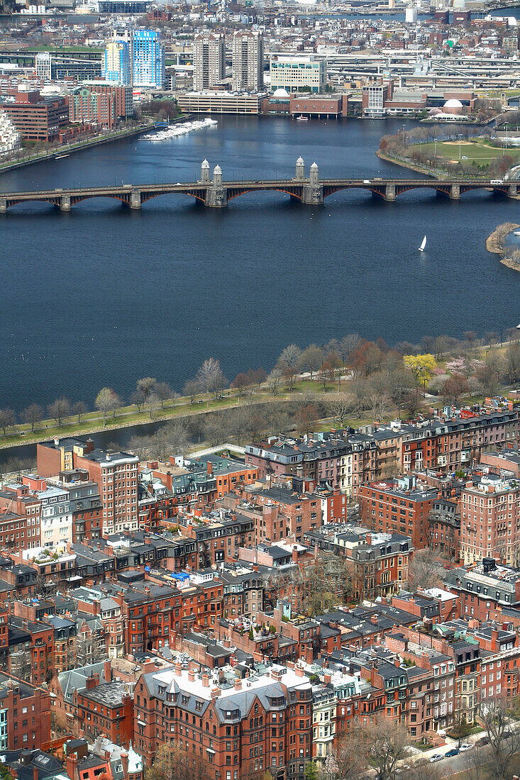 Stadtansicht von Back Bay und Charles River, Boston, Massachusetts, USA