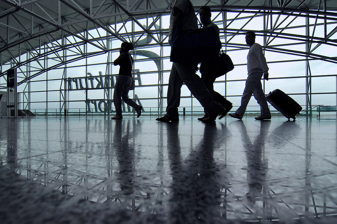 People, Travellers inside Frankfurt Airport, Frankfurt, Hesse, Germany