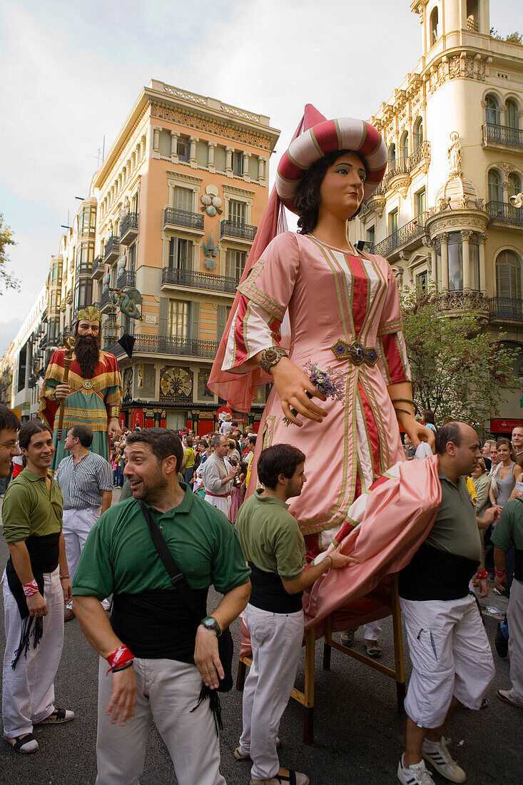 giants parade, Festa de la Merce, city festival, September, La Rambla, Ciutat Vella, Barcelona, Spain