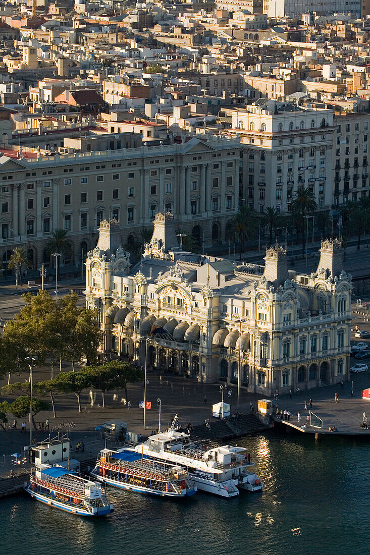 stately building of Port de Barcelona, Golondrinas, Port Vell,  harbour, Ciutat Vella, Barcelona, Spanien