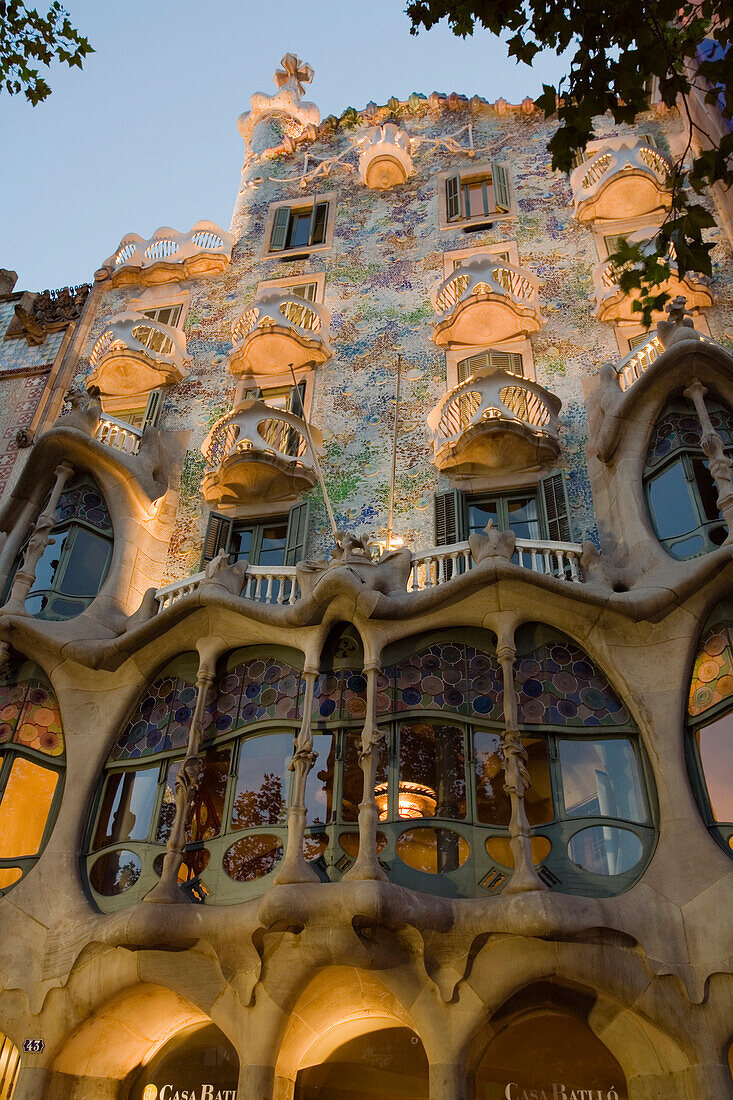 Casa Batlló, Architekt Antoni Gaudí, Moderne, Passeig de Gracia, Eixample Bezirk, Barcelona, Katalonien, Spanien