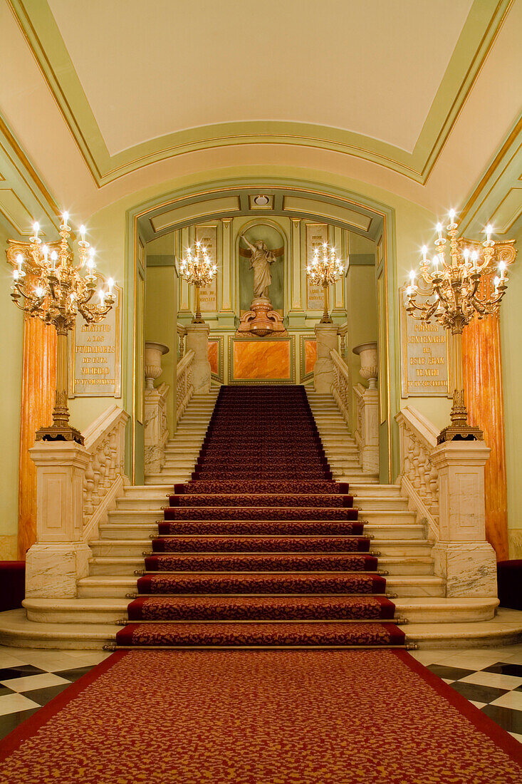 Staircase, Gran Teatre del Liceu, opera house, La Rambla, Ciutat Vella, Barcelona, Catalonia, Spain