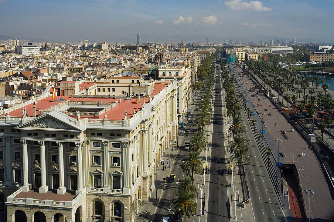 Passeig de Colom, harbour promenade, Moll de la Fusta, Port Vell, Ciutat Vella, Barcelona, Spain