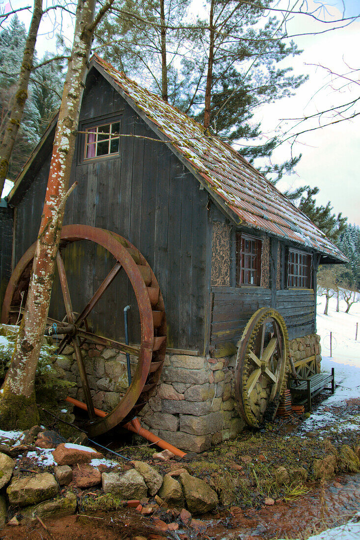 Old Mll in Wintertime, Kirnbach Valley, near Wolfach, Black Forest, Germany