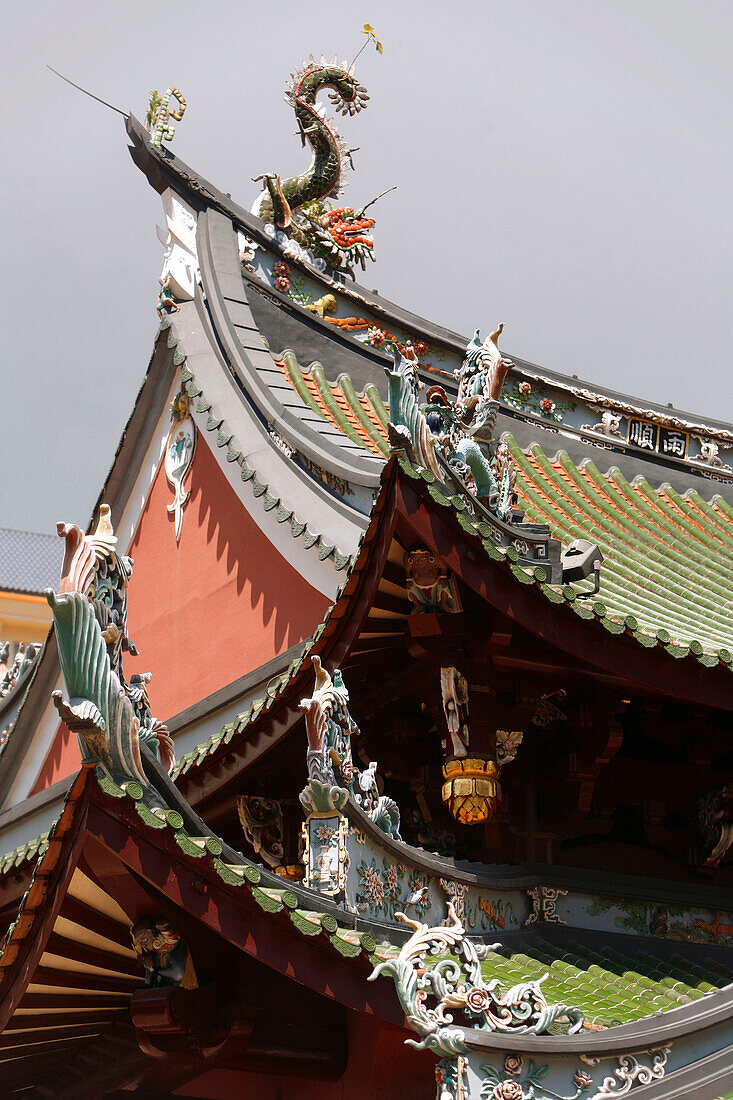 Dach des Thian Hock Keng Tempel, Chinatown, Singapur