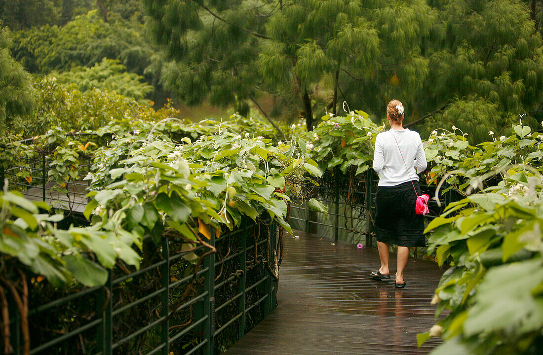 Frau im Botanischen Garten, Orchard Road, Singapur