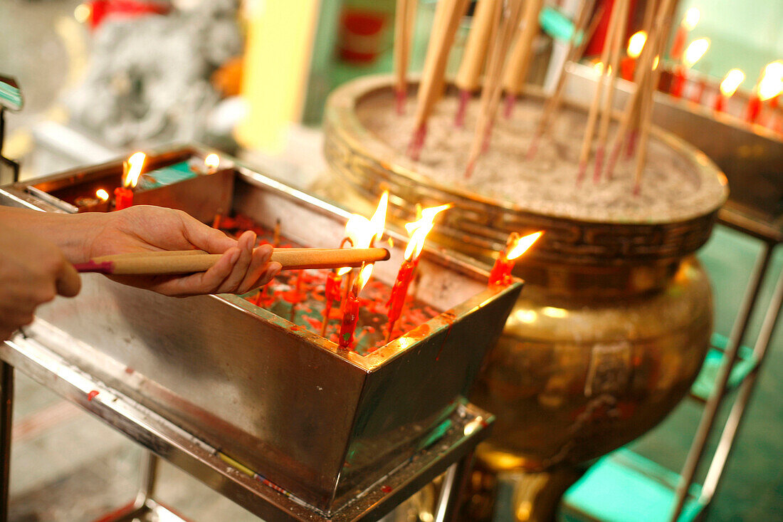 Räucherstäbchen ud Kerzen, Tempel, Singapur