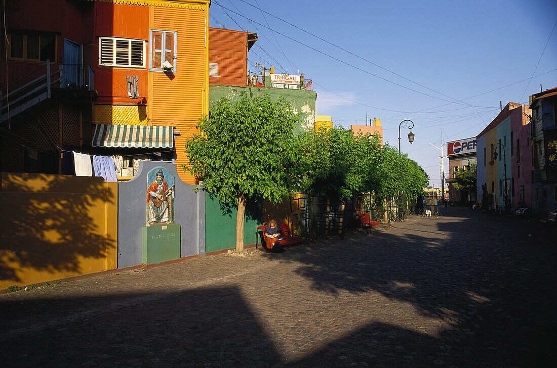 Bemalte Häuser, Intitiative des Malers Benito Quinquela Martín, El Caminito Straße, Wellpappe Gebäude, La Boca, Hafen, Buenos Aires, Argentinien, Südamerika