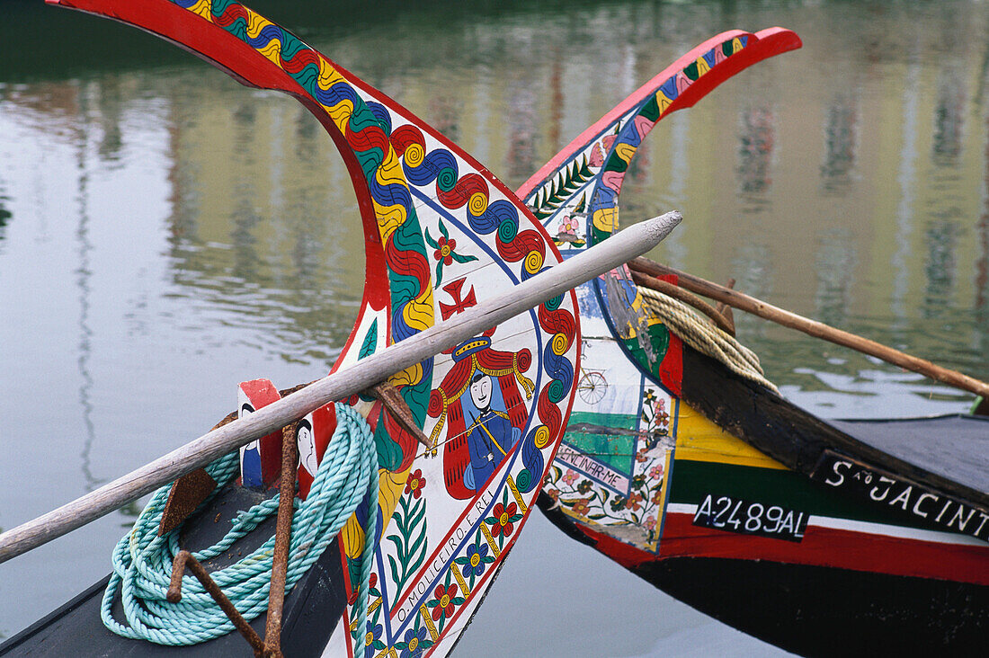 Two typical portuguese Moliceiro Boats, Aveiro, Beira Liboral, Portugal