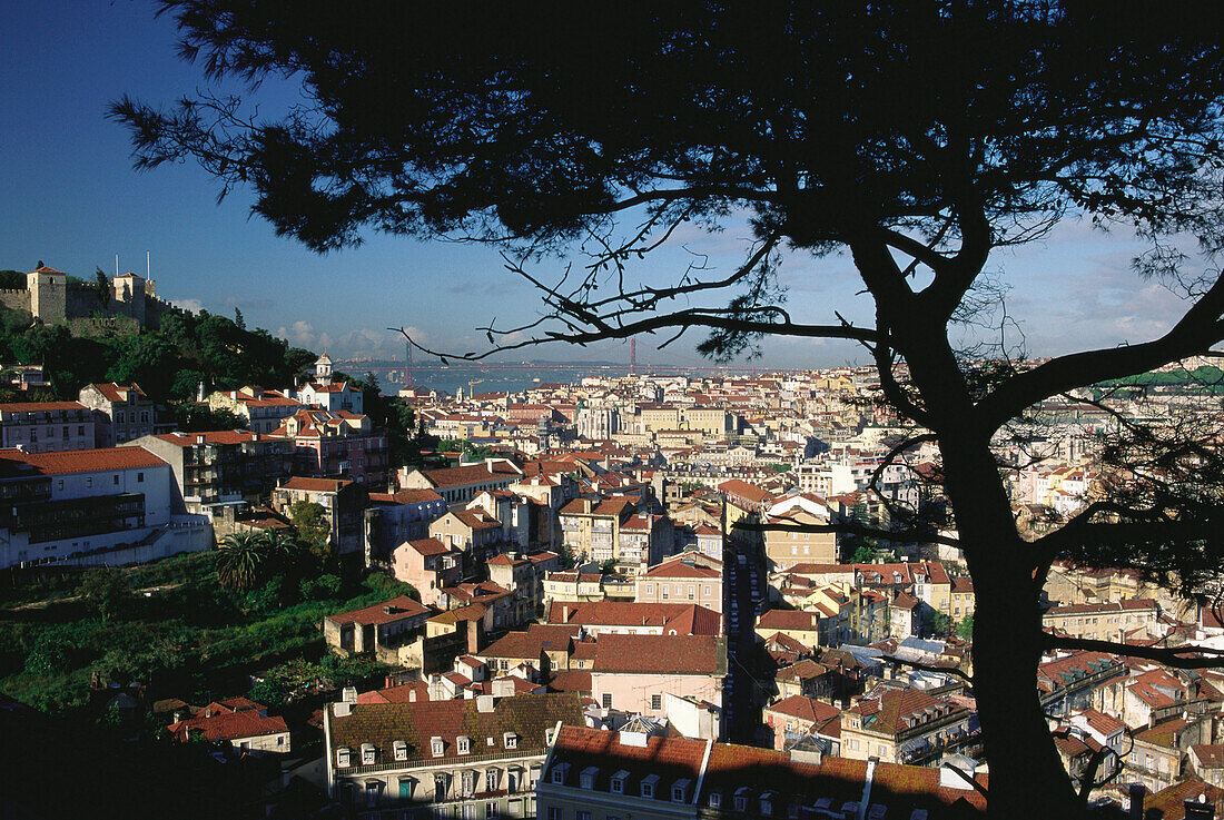 View from Miradouro da Graca, Castelo Sao Jorge, Baixa, Lisbon, Portugal