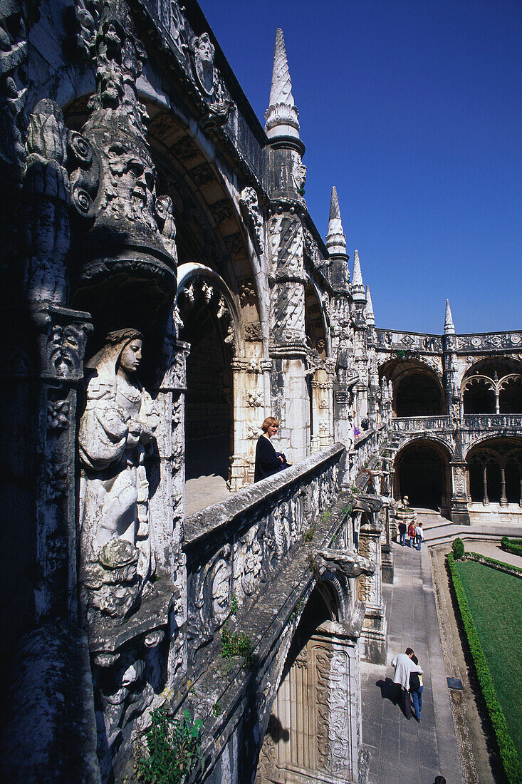 Cloister in Mosteiro dos Jeronimos, Hieronymites monastery, Belem, Lisbon, Portugal