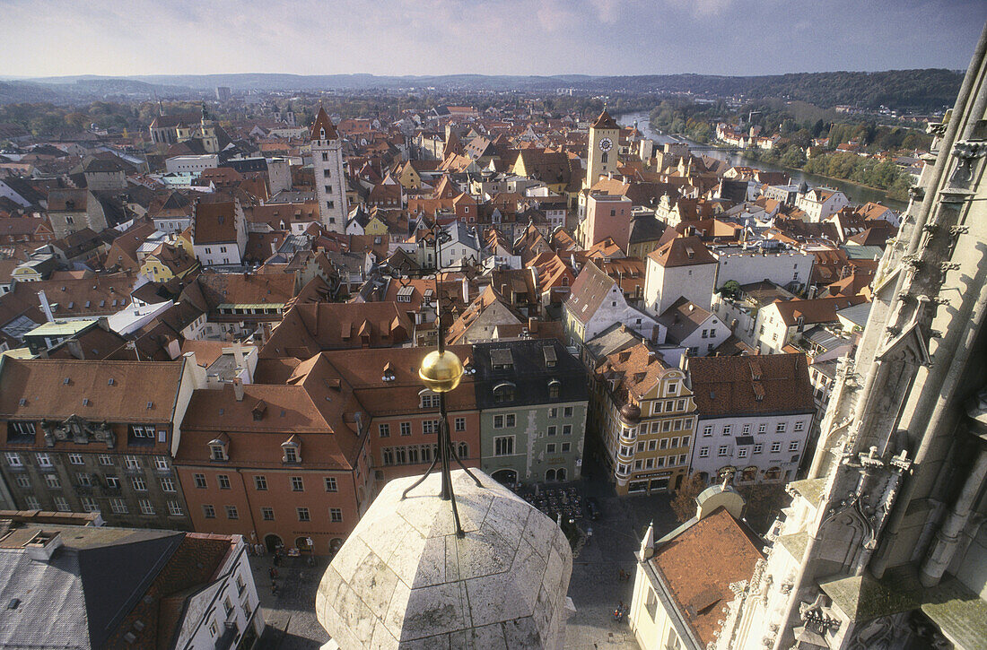 View over Regensburg, Upper Palatinate, Bavaria, Germany
