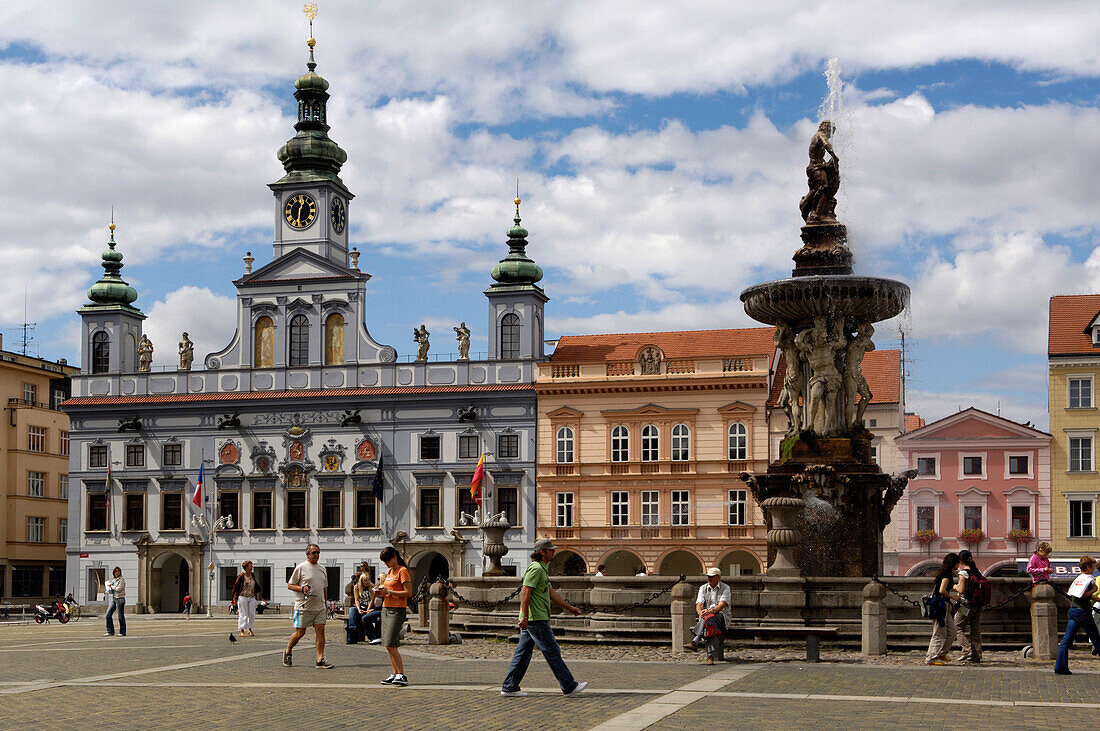 Marktplatz mit Samsonbrunnen, Budejovice, Tschechien