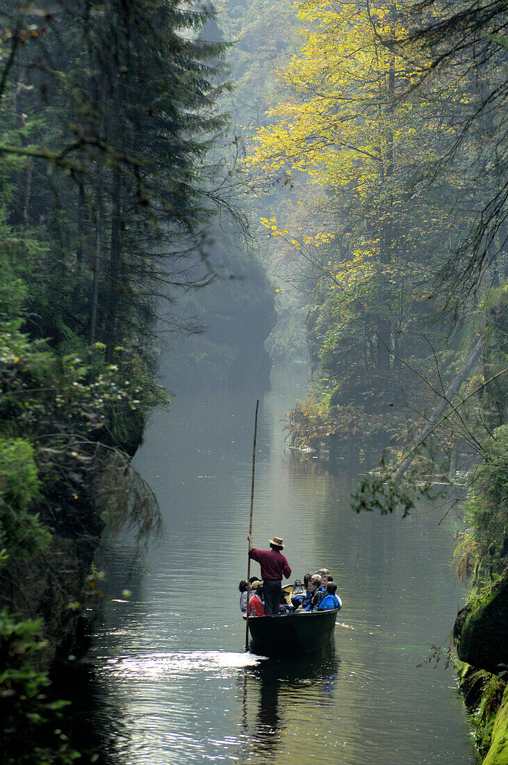 Kamenice-Canyon with boat, Bohemian Switzerland, Czech Republic