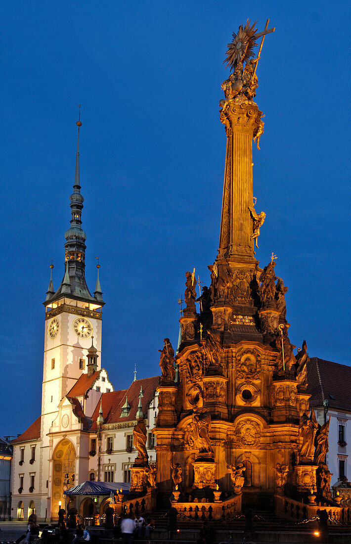 Trinity column with town hall, Olomouc, Olmütz, Czech Republic