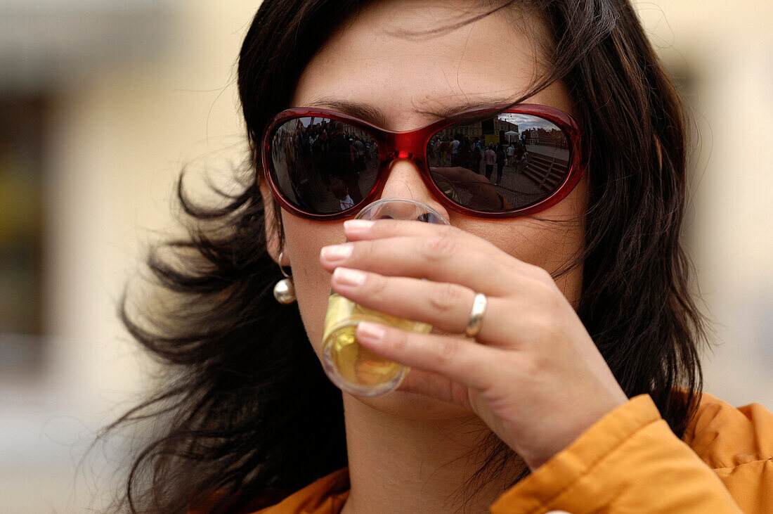 Woman with drink, Wine celebration, Znojmo, Czech Republic