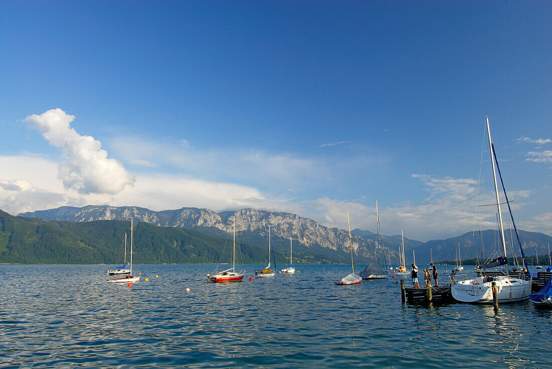 sailing boats on lake Attersee, Salzkammergut, Salzburg, Austria