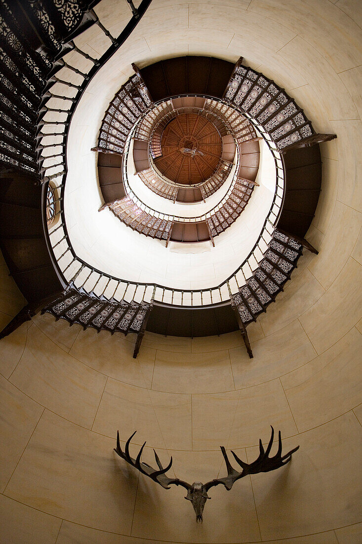 Spiral staircase, Hunting lodge Granitz, Lancken-Granitz, Rugen island, Mecklenburg-Western Pomerania, Germany