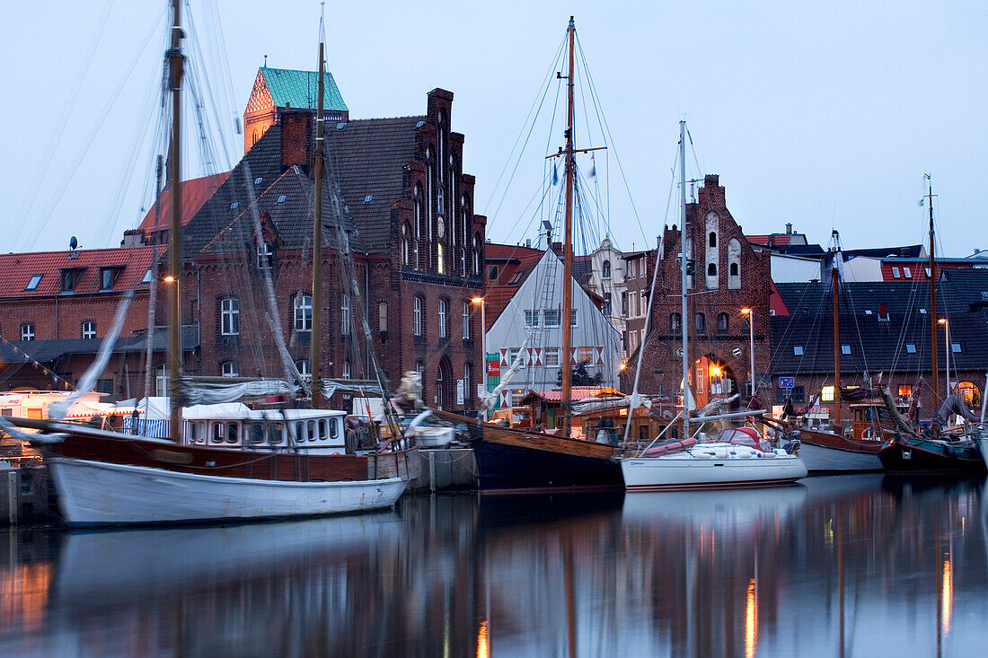 Fishing boats in Old Harbor, Wismar, Mecklenburg-Western Pomerania, Germany