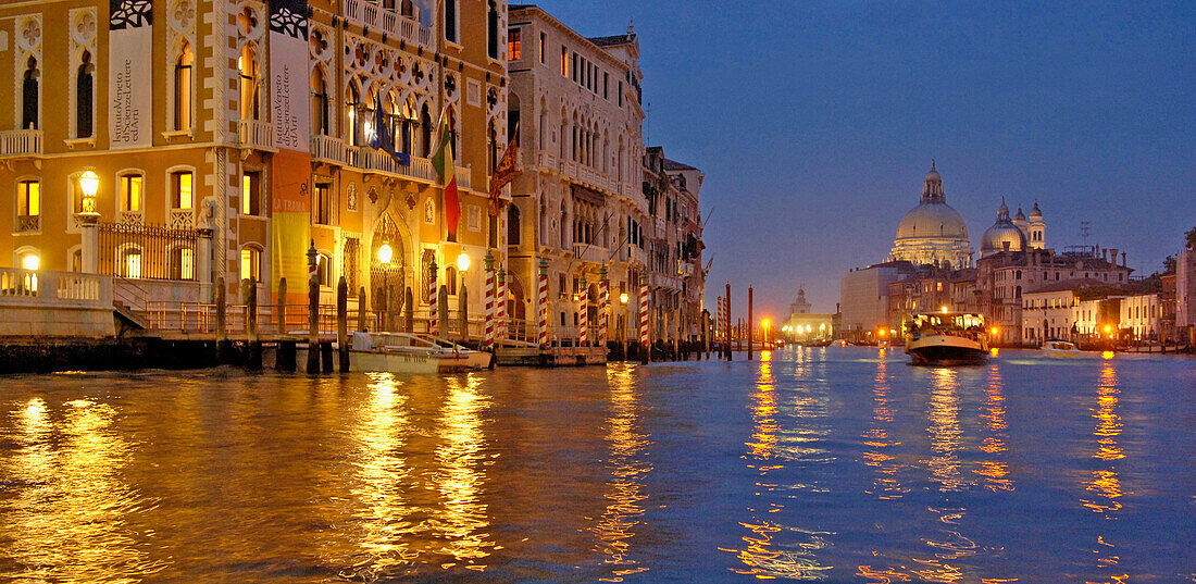 Vaporetto, Canal Grande, Santa Maria della Salute church, Venice, Veneto, Italy