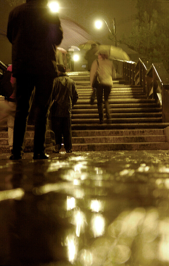 People with umbrellas, Rainy Venice, Accademia Bridge, Venice, Veneto, Italy
