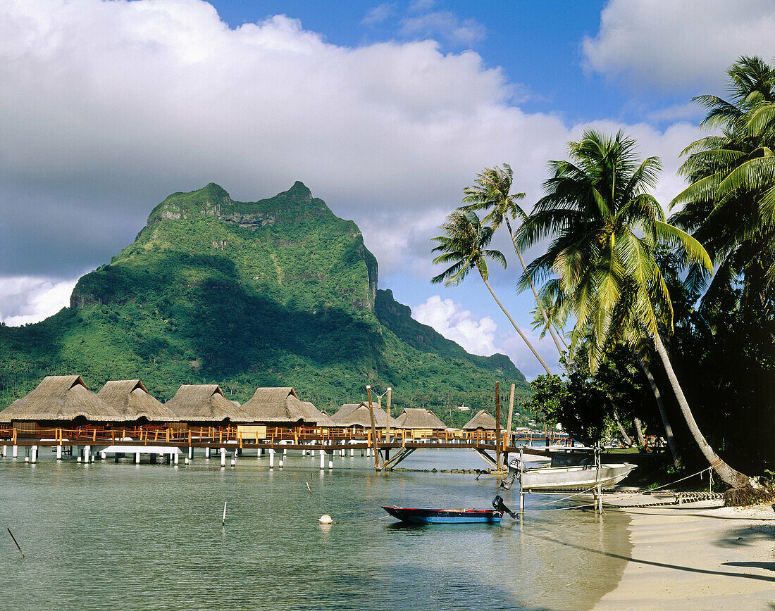 Lagoon resort and Mount Otemanu. Bora Bora. French Polynesia