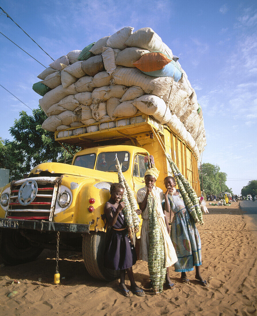 Truck and girls. Senegal