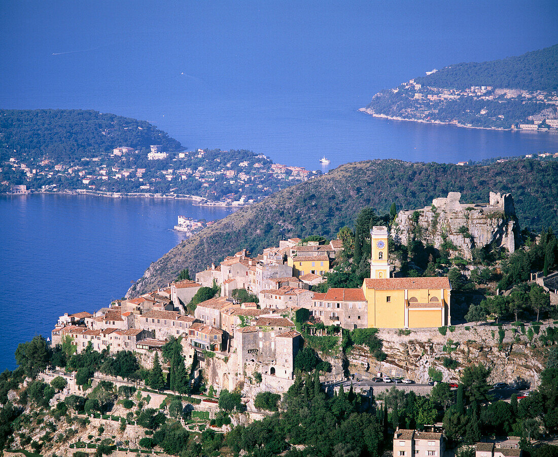 Eze and Cap Ferrat in background. France