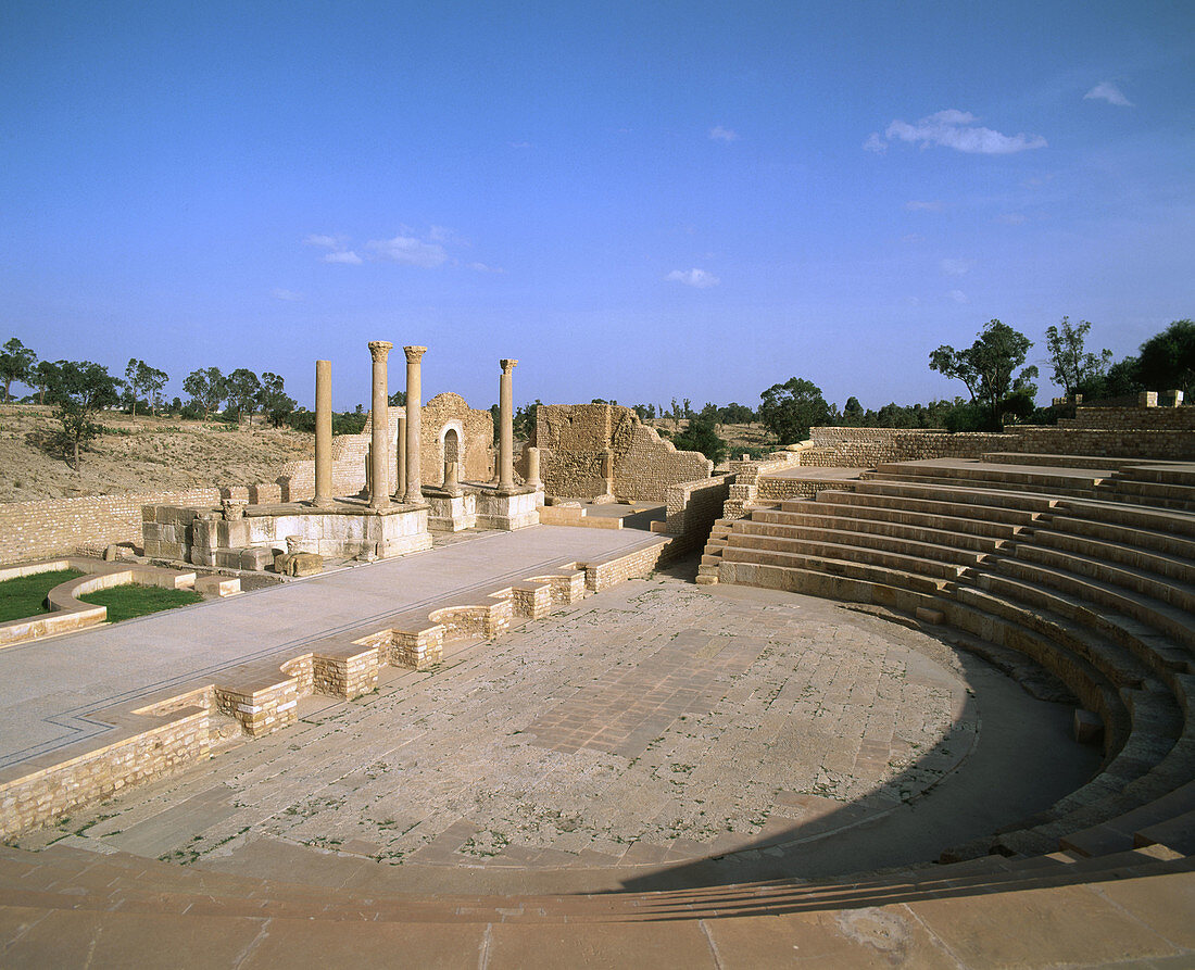 The Amphitheater. Roman ruins of Sbeitla. Tunisia