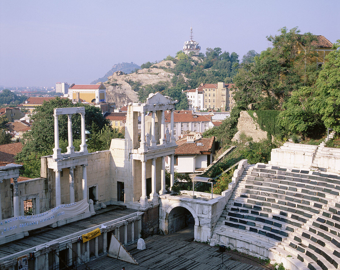 Ruins of Roman amphitheatre. Plovdiv. Bulgaria