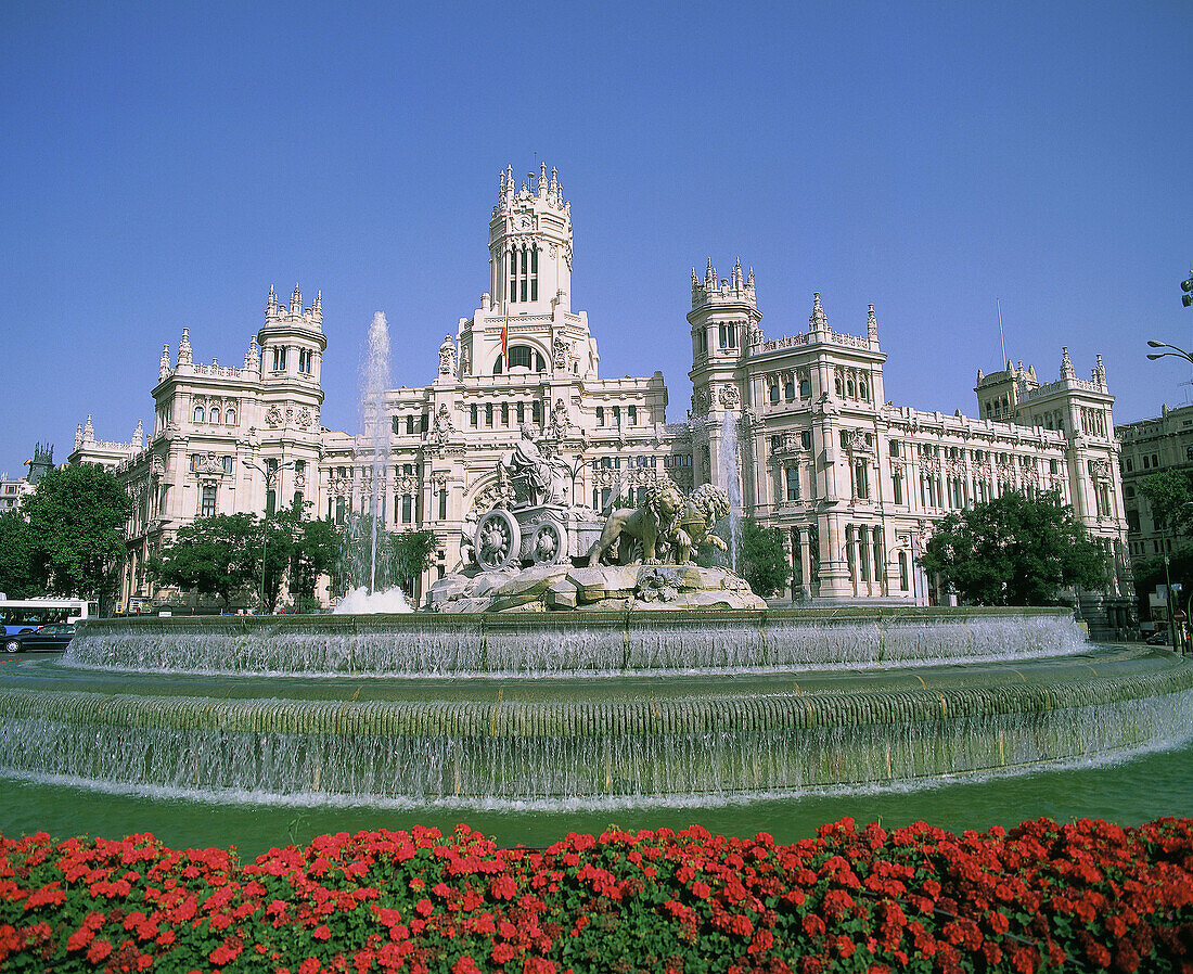 La Cibeles fountain and Palacio de Comunicaciones. Madrid. Spain