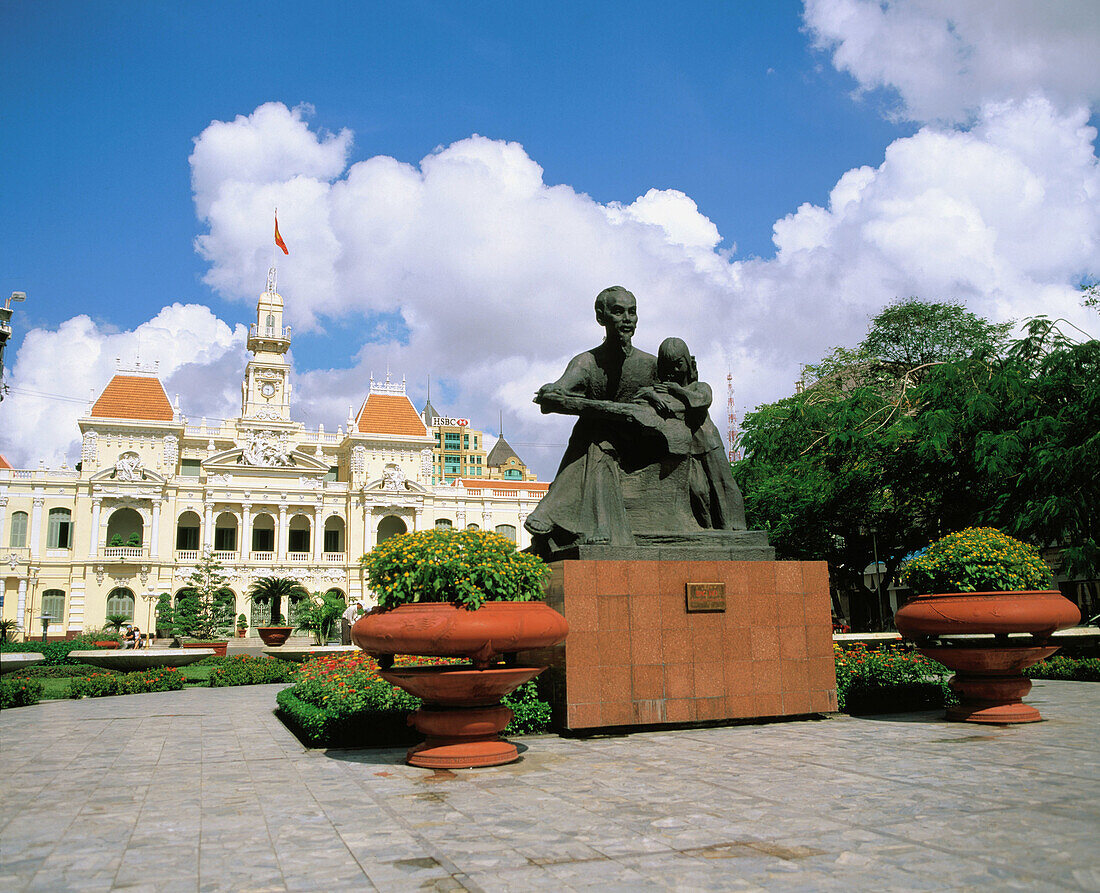 Monument to Ho Chi Minh in front of the Old Town Hall. Ho Chi Minh City. Vietnam