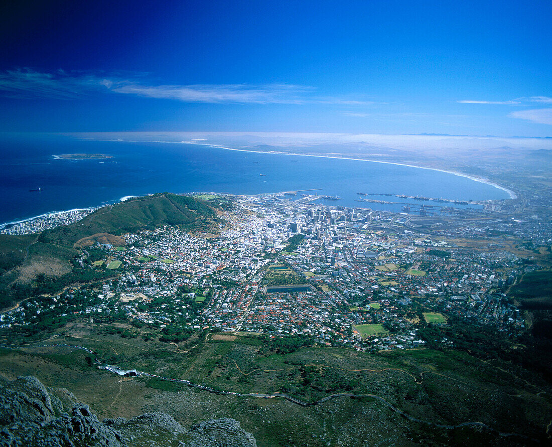 The city from Table mountain. Cape Town city. South Africa