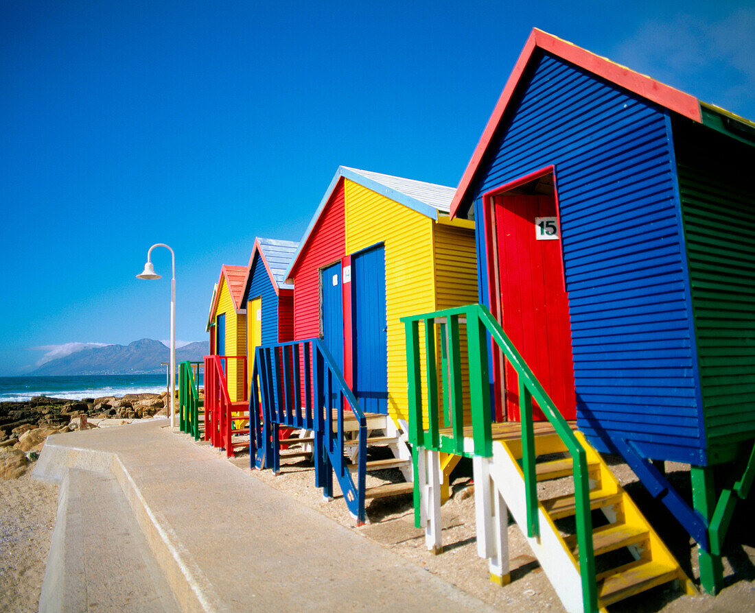 Bath houses in Kalk Bay in Cape Town. South Africa