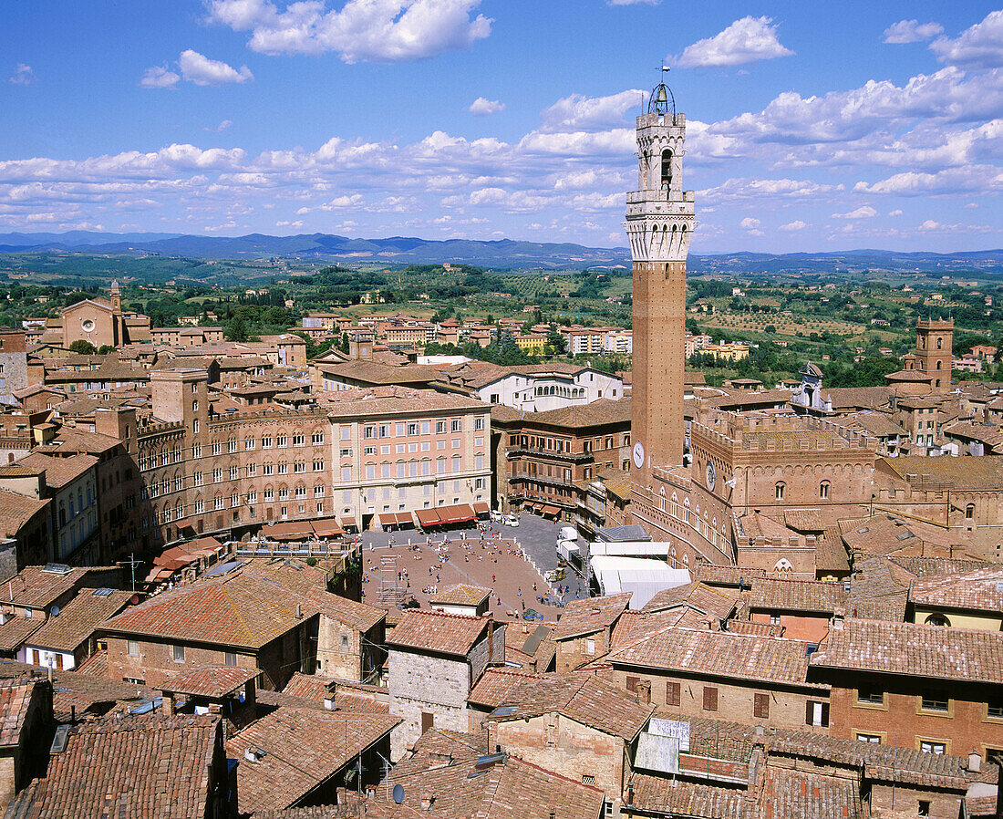 Mangia Tower. Piazza del Campo. Siena. Tuscany. Italy