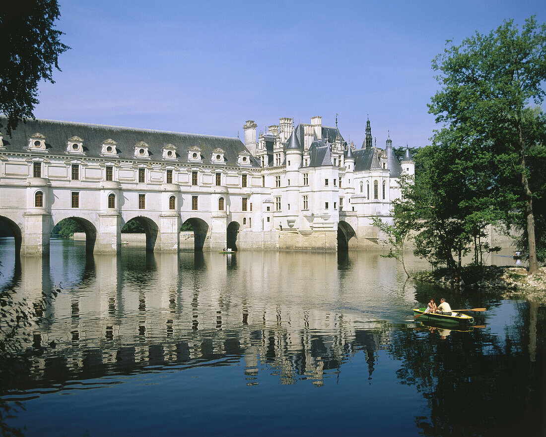 Chenonceaux Castle and Cher River. Val-de-Loire. France