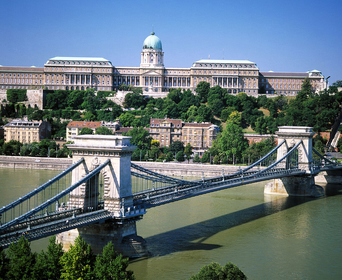 Chain Bridge and Royal Palace, Budapest. Hungary