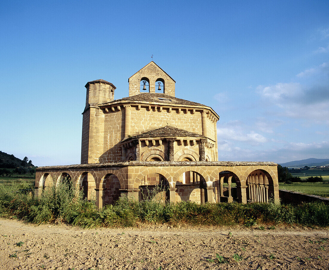 Romanesque church of Santa María de Eunate, 12th century. Road to Santiago, Navarre. Spain