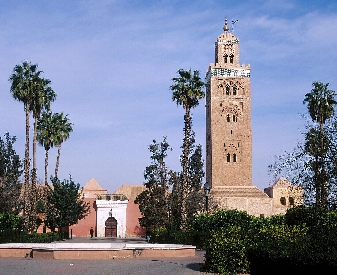 Koutoubia Mosque minaret. Marrakech, Morocco