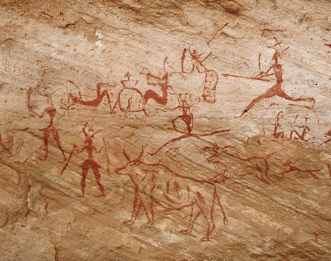 Prehistoric rock art at Wadi Anshal, Jebel Acacus. Southern Lybia