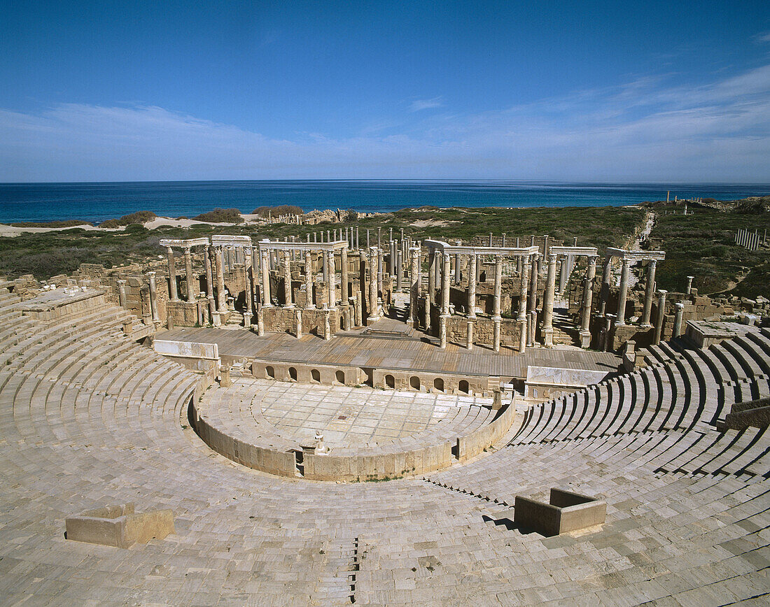 Theatre, Roman ruins of Leptis Magna. Libya