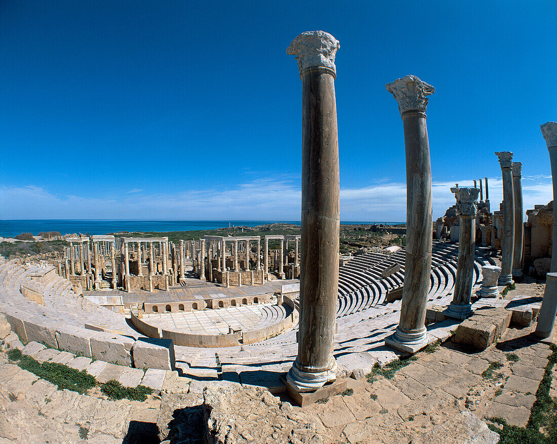 Theatre, Roman ruins of Leptis Magna. Libya